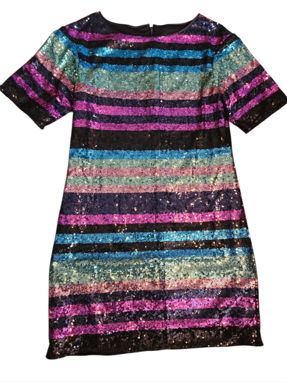 Multi Color Sequin Stripe Shift Dress